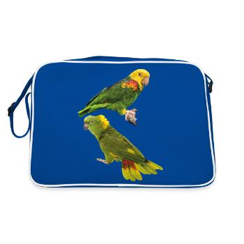 Papageien - Retro Tasche - Blau/Weiß - Hinten