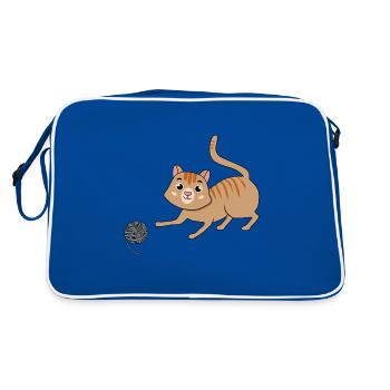 Cat with wool - Retro Bag - blue/white - Back