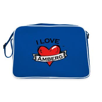 Amberg - Ich liebe Stadtnamen in Tattoo Stil - Retro Tasche - Blau/Weiß - Hinten