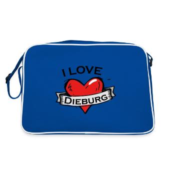 Dieburg - Ich liebe Stadtnamen in Tattoo Stil - Retro Tasche - Blau/Weiß - Hinten