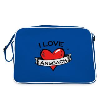 Ansbach - Ich liebe Stadtnamen in Tattoo Stil - Retro Tasche - Blau/Weiß - Hinten