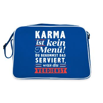 KARMA ist kein Menü. Du bekommst das serviert w... - Retro Tasche - Blau/Weiß - Hinten