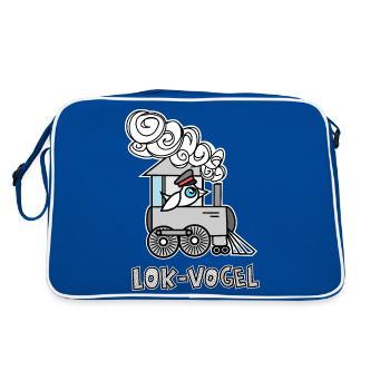 Lok-Vogel in der Bahn ist kein Zug Vogel Kinder - Retro Tasche - Blau/Weiß - Hinten