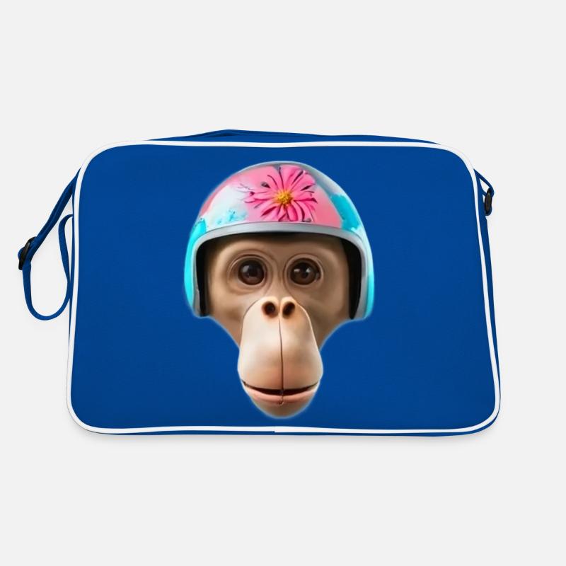 Monkey with vintage helmet Retro Bag