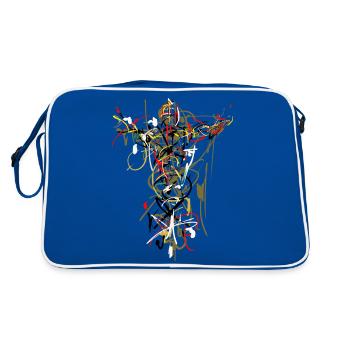 abstrakt - Retro Tasche - Blau/Weiß - Hinten