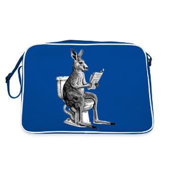 Kangourou lisant le journal - Sac Retro - bleu/blanc - Dos