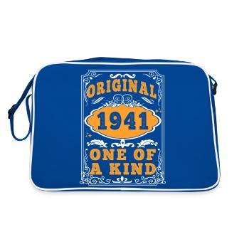 Vintage Né(e) en 1941 made in 1941 84 ans. Art_20 - Sac Retro - bleu/blanc - Dos