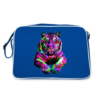 Tiger colorful rainbow - Retro Bag - blue/white - Back
