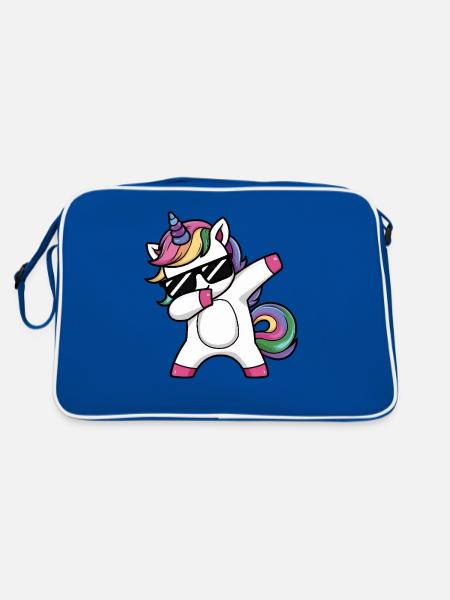 Kawaii Unicorn Dab avec lunettes de soleil - Sac Retro - bleu/blanc - Dos