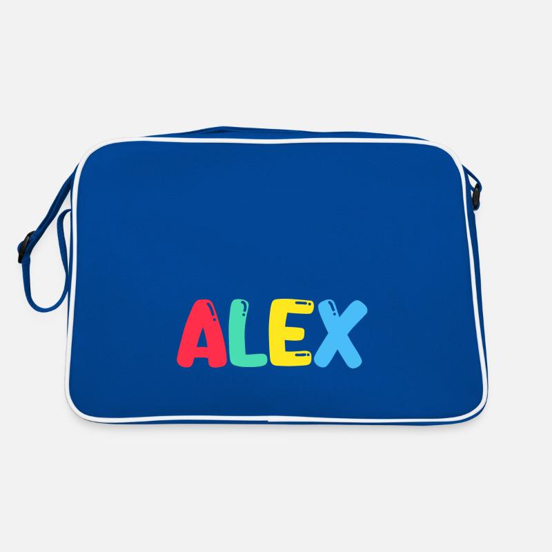 Name - Alex - Retro Tasche - Blau/Weiß