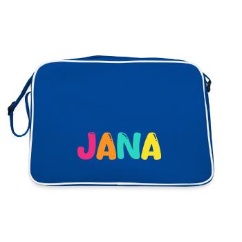 Name - Fatma - Retro Tasche - Blau/Weiß - Hinten