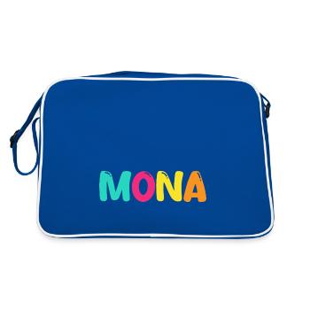 Name - Mona - Retro Tasche - Blau/Weiß - Hinten