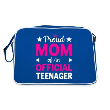 Stolze Mutter eines Teenagers | Muttertag - Retro Tasche - Blau/Weiß - Hinten