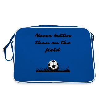Nie so gut wie auf dem Feld - Retro Tasche - Blau/Weiß - Hinten