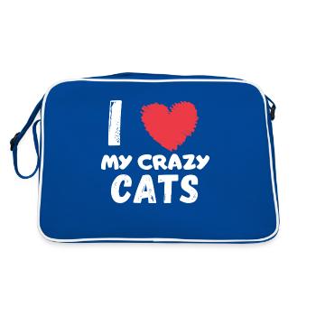 J'aime mes chats, j'aime mes chats fous - Sac Retro - bleu/blanc - Dos