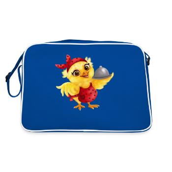 Kellnerin / Küken - Retro Tasche - Blau/Weiß - Hinten