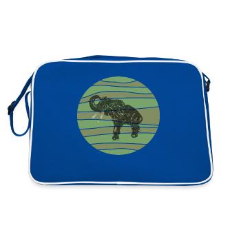 Edelfant Elefant im typisch afrikanischen Look. - Retro Tasche - Blau/Weiß - Hinten