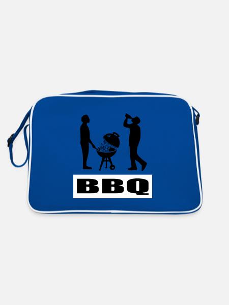 BBQ - Retro Tasche - Blau/Weiß - Hinten