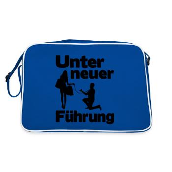 Junggesellenabschied Lustig Unter neuer Führung - Retro Tasche - Blau/Weiß - Hinten