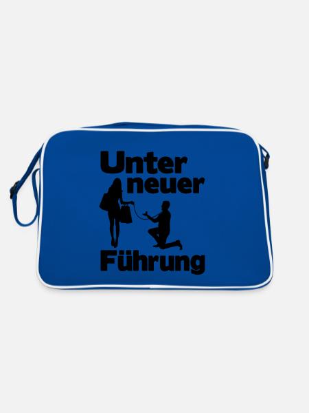 Junggesellenabschied Lustig Unter neuer Führung - Retro Tasche - Blau/Weiß - Hinten