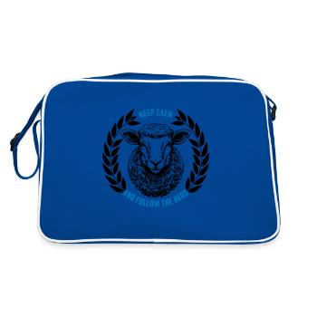 Les moutons restent calmes et suivent le troupeau - Sac Retro - bleu/blanc - Dos