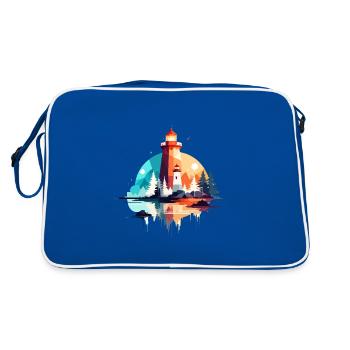 Lighthouse Landscape Calm Tranquil Nature Outdoors - Retro Bag - blue/white - Back
