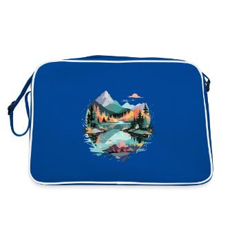 Serene Landscape Calm Tranquil Nature Outdoors - Retro Bag - blue/white - Back