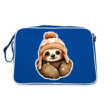 Winter süsses Faultier - Retro Tasche - Blau/Weiß - Hinten