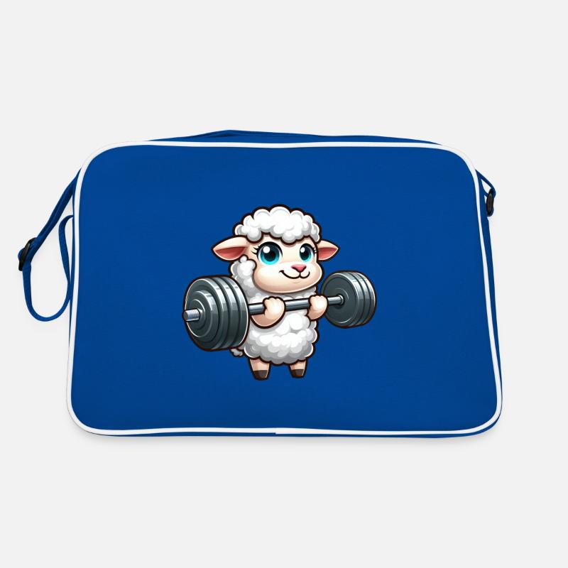Schaf Lamm Gewichtheber Workout Retro Tasche