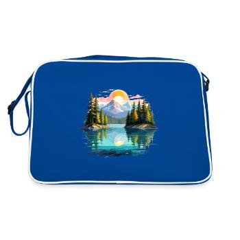 Serene Landscape Calm Tranquil Nature Outdoors - Retro Bag - blue/white - Back