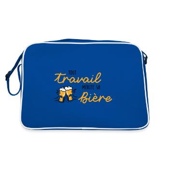 Tout travail mérite sa bière / Humour / Alcool - Sac Retro - bleu/blanc - Dos