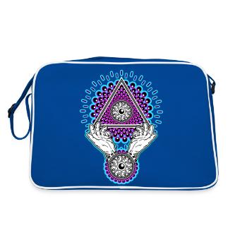 Néon Illuminati Pyramide 23 avec Aura, Lumière Noire - Sac Retro - bleu/blanc - Dos