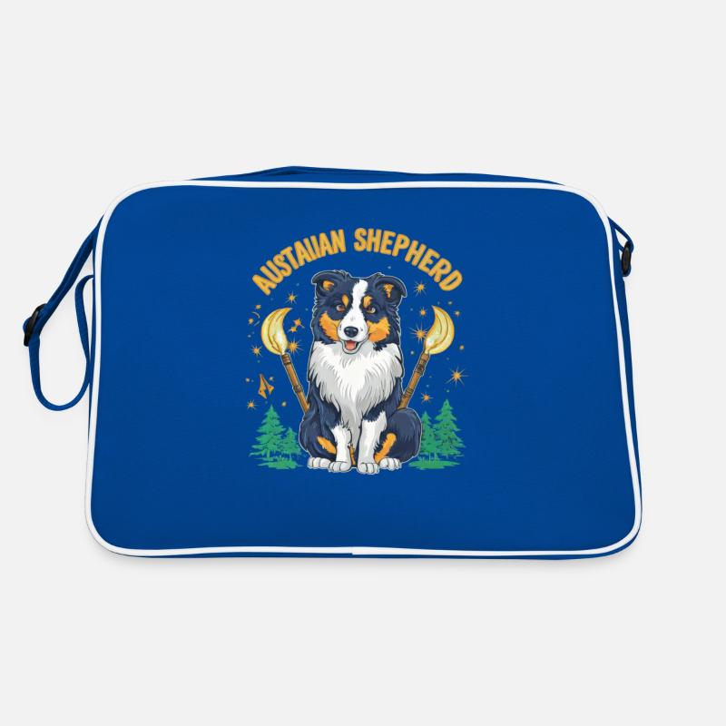 Australischer Schäferhund Magier mit Zauberstab Retro Tasche