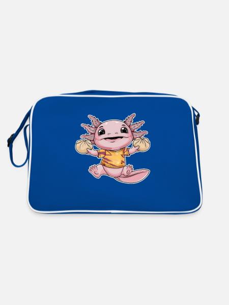 Axolotl with Japanese dumplings - Retro Bag - blue/white - Back