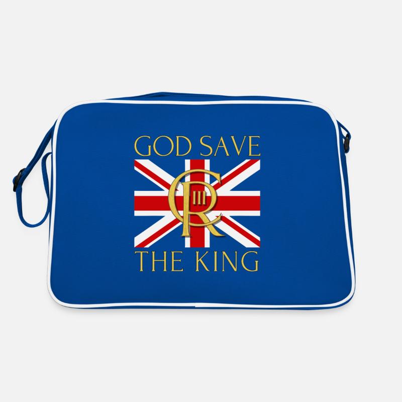 British King Coronation Charles England Flag - Retro Bag - blue/white