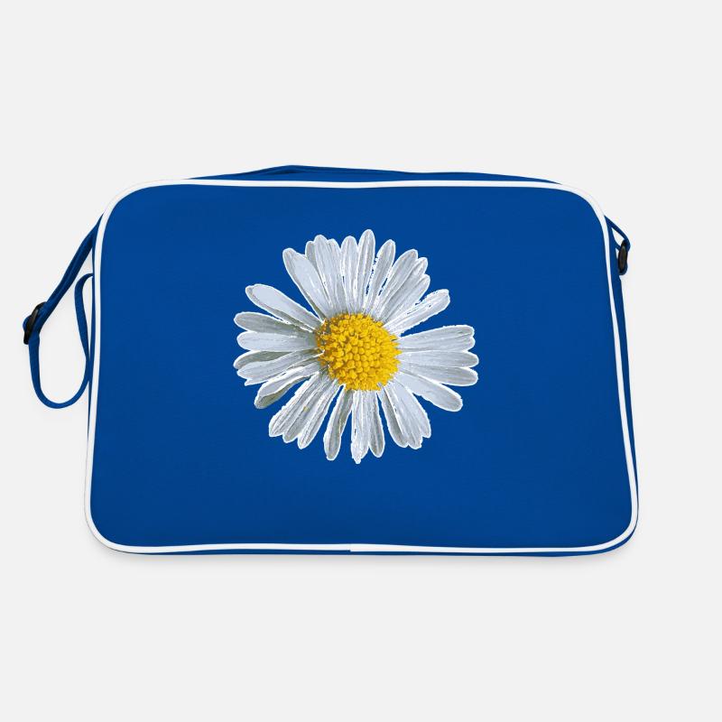 Blume Blüte Gänseblümchen Blumen Design - Retro Tasche - Blau/Weiß