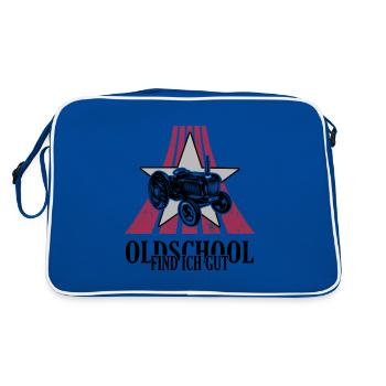 Tractor oldschool nostalgia tractor oldie from the countryside - Retro Bag - blue/white - Back