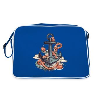 rafting, boating, mountains, white water boating - Retro Bag - blue/white - Back