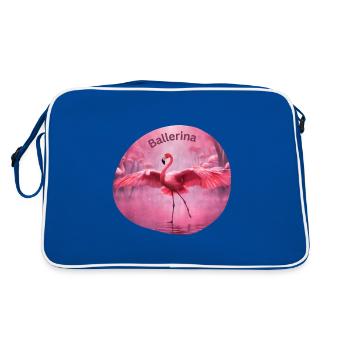 Flamingo Ballerina - Retro Tasche - Blau/Weiß - Hinten