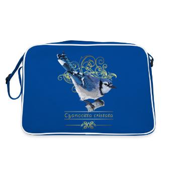 Blaue Chara - Retro Tasche - Blau/Weiß - Hinten