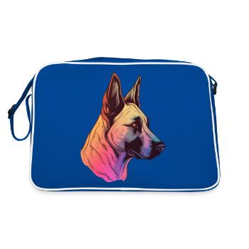 Belgian Malinois - Retro Tasche - Blau/Weiß - Hinten