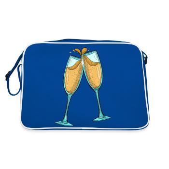 Champagnergläser / Prosit - Retro Tasche - Blau/Weiß - Hinten