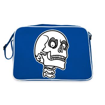 Crâne effrayant Crâne Crâne Squelette Crâne d’Halloween Crâne - Sac Retro - bleu/blanc - Dos