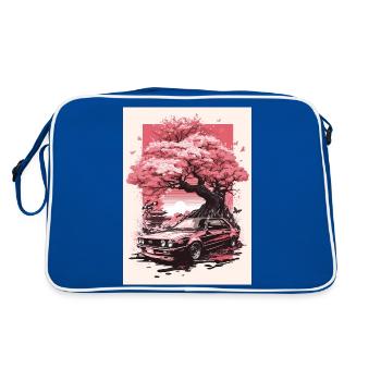 Vintage Sakura Cherry Blossom Tree Car - Sac Retro - bleu/blanc - Dos