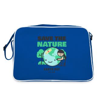 Save The Nature Earth Day Love The World - Retro Tasche - Blau/Weiß - Hinten