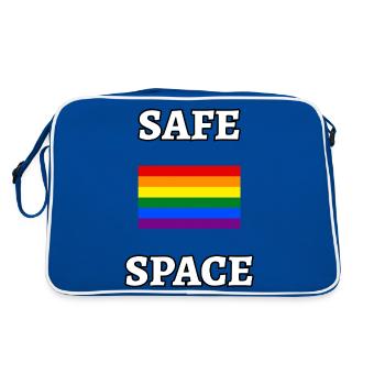 SAFE SPACE LGBT Regenbogen-Flagge - Retro Tasche - Blau/Weiß - Hinten