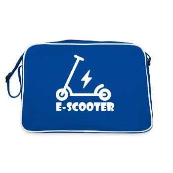 E-Scooter Roller Scooter - Retro Tasche - Blau/Weiß - Hinten