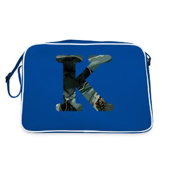 Green Marbled Letter K - Retro Bag - blue/white - Back