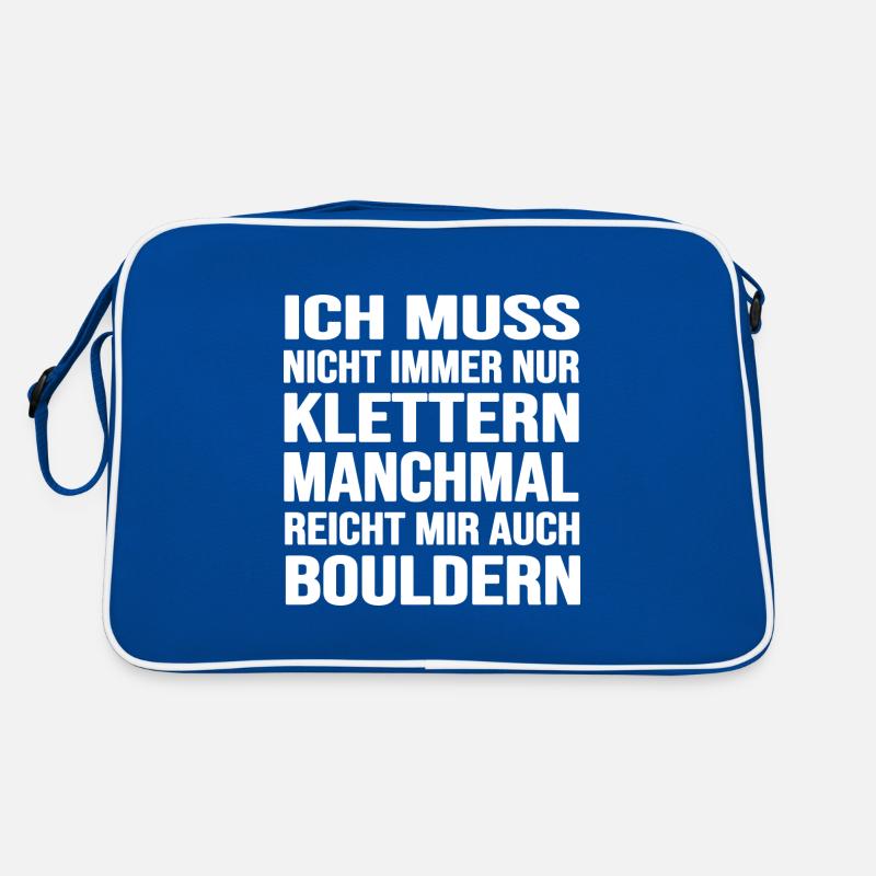 bouldern boulderfelsen freiklettern boulderzeit - Retro Tasche - Blau/Weiß