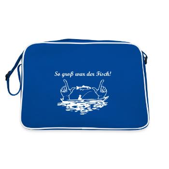 Fisch Angler Fischer Geschenkidee angeln Forelle - Retro Tasche - Blau/Weiß - Hinten